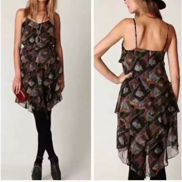 Free People Daisy Chain Plaid Tiered Dress Size 8 - Picture 1 of 8